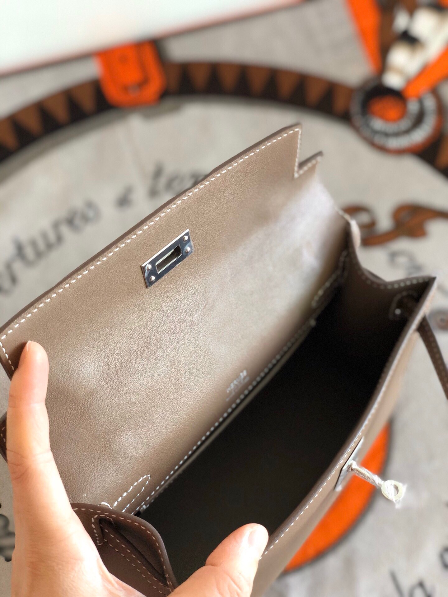 에르메스 미니 켈리백22 에토프 은장 스위프트